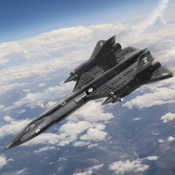 Finger Rock SR-71 Blackbird Flugzeug Klemmbausteine,1:74 Kampfjet Bausteine Set,WW2 Militär Kampfflugzeug Luftwaffe Eurofighter Jet Modell Kreative Geschenke für Militärfans Junge Menschen - 6