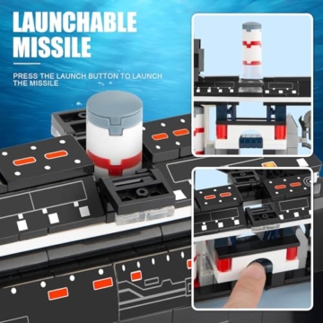 Finger Rock Submarine Atom-U-Boot-Bausätze Klemmbausteine, 519 Teile Militär Lang Atom Submarine Modell Bausteine Set City Schiff Militär U-Boot Creative Geschenk für Erwachsene und Junge Menschen - 2