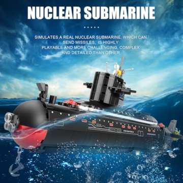 Finger Rock Submarine Atom-U-Boot-Bausätze Klemmbausteine, 519 Teile Militär Lang Atom Submarine Modell Bausteine Set City Schiff Militär U-Boot Creative Geschenk für Erwachsene und Junge Menschen - 3