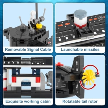 Finger Rock Submarine Atom-U-Boot-Bausätze Klemmbausteine, 519 Teile Militär Lang Atom Submarine Modell Bausteine Set City Schiff Militär U-Boot Creative Geschenk für Erwachsene und Junge Menschen - 4