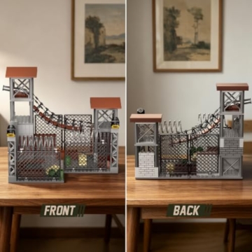 Finger Rock WW2 Militärbasis Klemmbausteine mit Hängebrücke‌ Mini Waffen Kriegszubehö, Outpost Tower Architecture Modell, Ideen Militär Geschenk für Erwachsene Jugendliche - 6