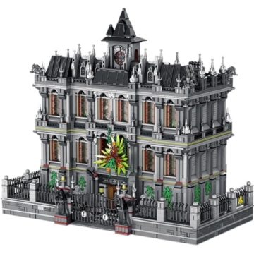 FULHOLPE Architektur Bausteine Haus Bausatz, 7537 Klemmbausteine Modular 3 Ebenen Irrenhaus Building, Lunatic Asylum Krankenhaus Modellbau-Set Kompatibel mit 10937 Ausbruch aus Arkham Asylum - 1