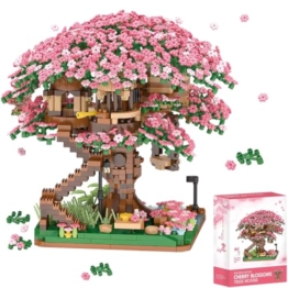 FULHOLPE Sakura Baum Bausteine Bausatz, 2138+ Klemmbausteine Modular Japanische Kirschblütenbaum Modellbausatz, Konstruktionsspielzeug Nicht Kompatibel mit Großen Marken Baumhaus - 1