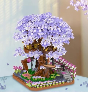 FULHOLPE Sakura Baum Bausteine Bausatz, 2200+ Klemmbausteine Modular Japanische Kirschblütenbaum Modellbausatz, Konstruktionsspielzeug Nicht Kompatibel mit Großen Marken Baumhaus - 2