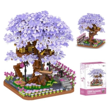 FULHOLPE Sakura Baum Bausteine Bausatz, 2200+ Klemmbausteine Modular Japanische Kirschblütenbaum Modellbausatz, Konstruktionsspielzeug Nicht Kompatibel mit Großen Marken Baumhaus - 1