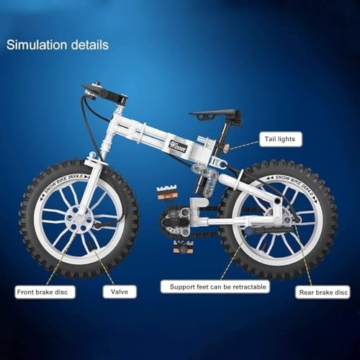 FULHOLPE Technik Fahrrad Bausteine Bausatz, 242 Teile 1:6 Faltrad Modell Bauset, Mountainbike Faltrad Bausteine Bausatz Konstruktionsspielzeug Kompatibel mit Großen Marken - 5