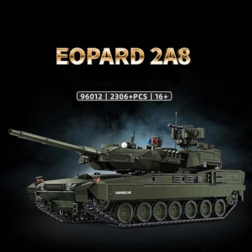 FULHOLPE Technik Panzer Bausteine, MOC Kreativität 2306 Klemmbausteine Leopard 2A8 Tank Modellbausatz, DIY Konstruktionsspielzeug Home Office Decor Geschenke für Jungen Erwachsene - 2