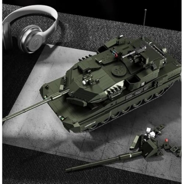 FULHOLPE Technik Panzer Bausteine, MOC Kreativität 2306 Klemmbausteine Leopard 2A8 Tank Modellbausatz, DIY Konstruktionsspielzeug Home Office Decor Geschenke für Jungen Erwachsene - 3