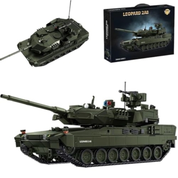 FULHOLPE Technik Panzer Bausteine, MOC Kreativität 2306 Klemmbausteine Leopard 2A8 Tank Modellbausatz, DIY Konstruktionsspielzeug Home Office Decor Geschenke für Jungen Erwachsene - 1