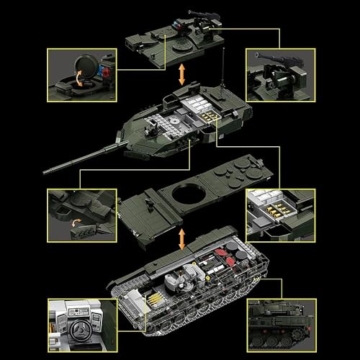 FULHOLPE Technik Panzer Bausteine, MOC Kreativität 2306 Klemmbausteine Leopard 2A8 Tank Modellbausatz, DIY Konstruktionsspielzeug Home Office Decor Geschenke für Jungen Erwachsene - 5