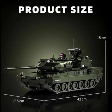 FULHOLPE Technik Panzer Bausteine, MOC Kreativität 2306 Klemmbausteine Leopard 2A8 Tank Modellbausatz, DIY Konstruktionsspielzeug Home Office Decor Geschenke für Jungen Erwachsene - 7