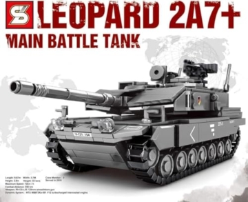 FULHOLPE Technik Panzer Bausteine, MOC Kreativität 898 Klemmbausteine Militär Leopard 2A7 Tank Modellbausatz, DIY Konstruktionsspielzeug Home Office Decor Geschenke für Jungen Erwachsene - 2