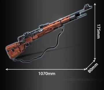 FULHOLPE Technik Schießwaffe Bausteine, Technik 98K Scharfschützengewehr Bausatz Modell, 1206+ Klemmbausteine Gewehr Waffen Bauset Kompatibel mit Großen Marken - 5
