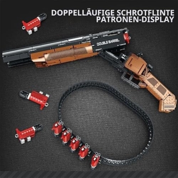 FULHOLPE Technik Schießwaffe Bausteine, Technik Doppelläufige Schrotflinte Bausatz Modell, 1006+ Klemmbausteine Gewehr Waffen Bauset Konstruktionspielzeug Kompatibel mit Großen Marken - 3