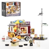 FUNWHOLE Chili-Wurst-Anhänger Beleuchtung Klemmbausteine, Geschenk Geburtstag & Festtagsgeschenk City Food Truck Chili Dog Trailer 515 Pcs für Erwachsene und Jugendliche，F9046 - 1
