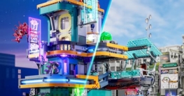 FUNWHOLE F9042 Cyberpunk-Villa – Oasis Apartments mit LED-Beleuchtung