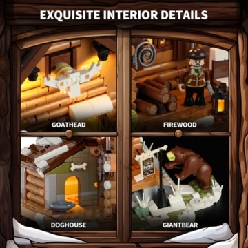 Funwhole Jagdhütte Baukasten - 2036 Teile Retro Holzhaus Modell, geeignet für Erwachsene und Jugendliche, Winter Jagdthema, mit detailliertem Design - 3