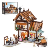 FUNWHOLE Mittelalterliche Schneiderwerkstatt Leuchtendes Bauset - Modulares Sammlerstück für Erwachsene & Jugendliche, 1994 Teile - Heimdekoration, Stressabbau - 1