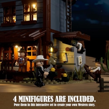 FUNWHOLE Old West Sheriff's Office Lighting Building Blocks Set - Old West Modular Building Kits 1240 Pieces Cowboy Clamping Building Blocks Wild West Toy for Adults and Teenagers - 7