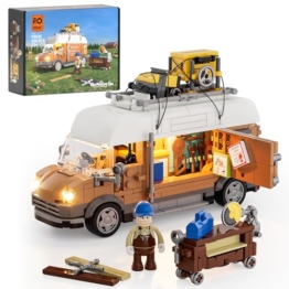 FUNWHOLE Schreinerwagen Beleuchtung Baukasten - Bauernholzarbeiter Technik Auto Sammlerstück Display Set 496 Teile für Erwachsene und Teenager - 1