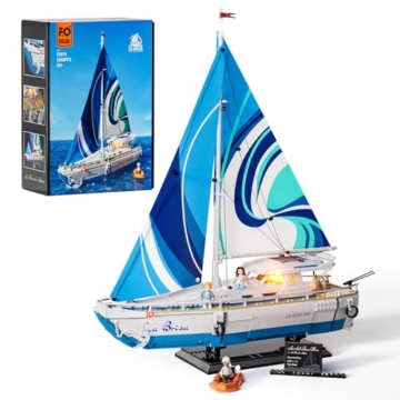 FUNWHOLE Segelboot La Brisa mit LED-Beleuchtung - 1640 Teile 1:24 Maßstab Modell eines Langstrecken-Segelbootes für Erwachsene, ideal als Wohnaccessoire und Sammlerstück für Bootsliebhaber - 1