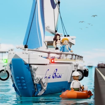 FUNWHOLE Segelboot La Brisa mit LED-Beleuchtung - 1640 Teile 1:24 Maßstab Modell eines Langstrecken-Segelbootes für Erwachsene, ideal als Wohnaccessoire und Sammlerstück für Bootsliebhaber - 7