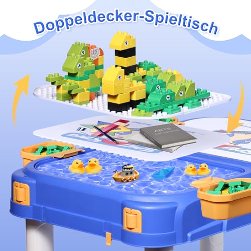 Fygurso Kindertisch mit Stühle, Kinder Tisch Stuhl Set ab 3 Jahre mit 90 Stück Kompatible Große Bausteine, Spieltisch Kinder Umbaubar in eine Box mit Rädern Zum Fahren, Kindertisch mit 1 Stuhl alsFygurso Kindertisch mit Stühle, Kinder Tisch Stuhl Set ab 3 Jahre mit 90 Stück Kompatible Große Bausteine, Spieltisch Kinder Umbaubar in eine Box mit Rädern Zum Fahren, Kindertisch mit 1 Stuhl als