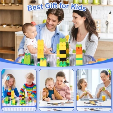 Fygurso Kindertisch mit Stühle, Kinder Tisch Stuhl Set ab 3 Jahre mit 90 Stück Kompatible Große Bausteine, Spieltisch Kinder Umbaubar in eine Box mit Rädern Zum Fahren, Kindertisch mit 1 Stuhl als