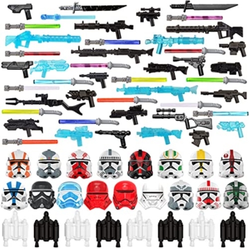Gedar Waffen Kit, Maske, Helm für Lego Star Wars Waffen, Blaster für Lego Star Wars Minifiguren, Laserschwertern für Lego Clone Wars Minifiguren, 71St