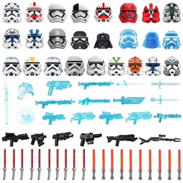 Gedar Waffen Set für Lego Star Wars Minifiguren, Helm, Maske, Langschwert, Blaster für Lego Star Wars Waffen, Laserschwertern für Lego Clone Wars Minifiguren, 63St