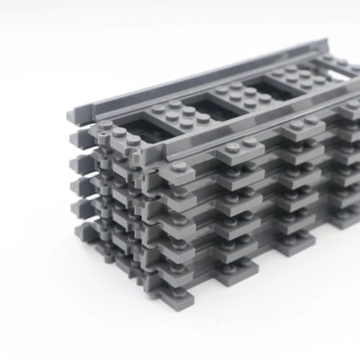 Generisch 100x Schienen Gerade Klemmbaustein Schiene, City Eisenbahn Züge, grau, 100% Kompatibel mit Allen gängigen Herstellern, XXL Set Klemmbausteine Building Blocks - 2