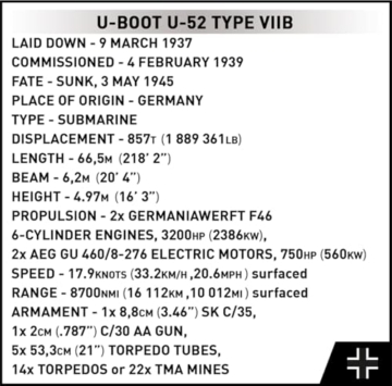 COBI Deutsches U-Boot U-52 Typ VIIB (COBI-4852)