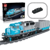 Güterzug Bausatz Eisenbahn Baustein Zug, Lokomotive und Wagen, Modellbau-Spielzeug Geschenk für Kinder ab 8 Jahren/Erwachsene (1078 Teile, mit 32 Schienen und wiederaufladbarem Motor) - 1