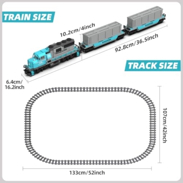 Güterzug Bausatz Eisenbahn Baustein Zug, Lokomotive und Wagen, Modellbau-Spielzeug Geschenk für Kinder ab 8 Jahren/Erwachsene (1078 Teile, mit 32 Schienen und wiederaufladbarem Motor) - 3