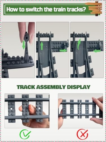 Happyxm Bausteine Zug Schienen Set, 40 Stück City Eisenbahn Schienen for Train, City Erweiterungsset Gleise Kompatibel mit dem Marktführer, Erweiterungsset für Kinder,Spielzeug Railway Rails Set - 4