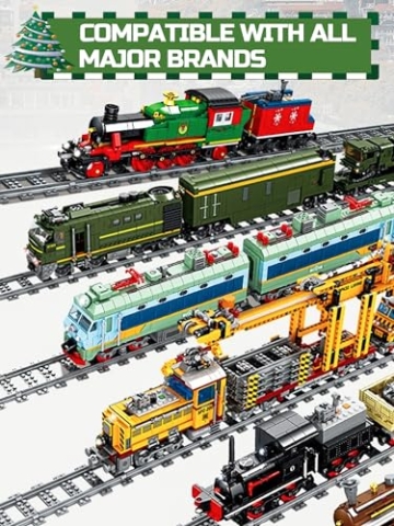Happyxm Bausteine Zug Schienen Set, 40 Stück City Eisenbahn Schienen for Train, City Erweiterungsset Gleise Kompatibel mit dem Marktführer, Erweiterungsset für Kinder,Spielzeug Railway Rails Set - 6