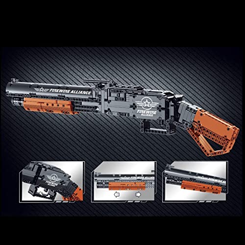 Havefun Technik Schießwaffe Bausteine, Technik M1897 Winchester Schrotflinte Bausatz Modell mit Schussfunktion, 791+ Klemmbausteine Gewehr Waffen Bauset Konstruktionspielzeug Kompatibel mit Lego - 2