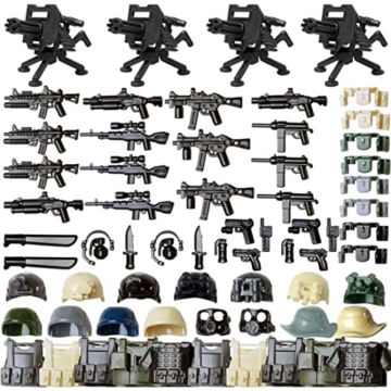 HIDE Waffen Set, Minifiguren Maske, Helm und Blaster , Custom Military Waffen Set Kompatibel Mit Lego Figuren Soldaten SWAT Team Polizei