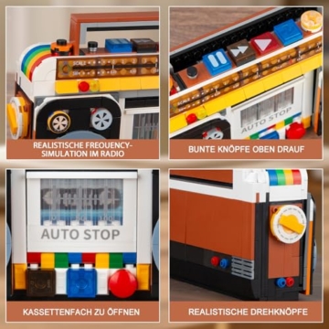 HIGH GODO Klassische Vintage Radio Klemmbausteine,554 Teile Retro Radio Mini Bausteine Klassisches Heimdekoration Radio Modellbausatz Kreative Geschenks für Erwachsene or Jugendliche - 2