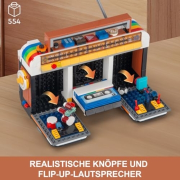 HIGH GODO Klassische Vintage Radio Klemmbausteine,554 Teile Retro Radio Mini Bausteine Klassisches Heimdekoration Radio Modellbausatz Kreative Geschenks für Erwachsene or Jugendliche - 4