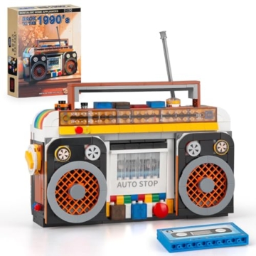 HIGH GODO Klassische Vintage Radio Klemmbausteine,554 Teile Retro Radio Mini Bausteine Klassisches Heimdekoration Radio Modellbausatz Kreative Geschenks für Erwachsene or Jugendliche - 1