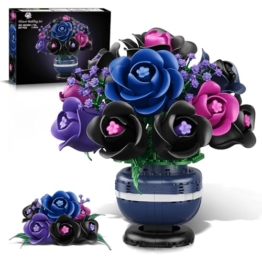 HiWEEGO Blumen Bonsai Baum Bauspielzeug - Rosen Bonsai Spielzeug Pflanze für die Wohnraumdekoration, 507 Teile Blumen Bausteine Set Dekoration, Weihnachts und Geburtstagsgeschenk für Erwachsene - 1