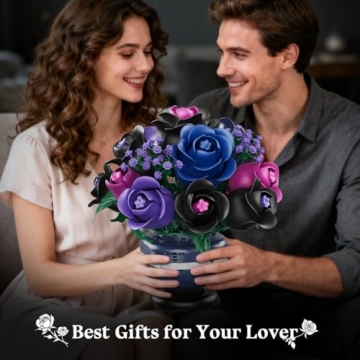 HiWEEGO Blumen Bonsai Baum Bauspielzeug - Rosen Bonsai Spielzeug Pflanze für die Wohnraumdekoration, 507 Teile Blumen Bausteine Set Dekoration, Weihnachts und Geburtstagsgeschenk für Erwachsene - 7