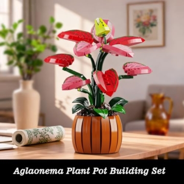 HiWEEGO Blumen Botanicals Bonsai Bauset - Künstliche Aglaonema Bonsai Bausteine Heimdekoration Pflanzen Botanische Blume Bauspielzeug Büro Décor Geburtstagsgeschenk Erwachsene Teen Mädchen (782 Teile)