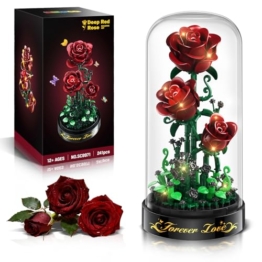 HiWEEGO Blumen Rosen Bausatz mit LED Licht Burgunderrot Rosenstrauß 3.6MM - 1