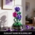 HiWEEGO Blumen Rosen Bauset mit LED Licht & Abdeckung – 219 Teile Rosenstrauß Ostergeschenke, 3,6 MM Mini Botanische Künstlicher Blumenstrauß Mini Bausteinspielzeug Heim Dekor (Lila) - 8