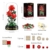 HiWEEGO Rosen Blumenstrauß Bauset mit LED Licht – 3,6 MM Rosenstrauß mit Abdeckung Ostergeschenke für Freundin Ehefrau Erwachsene, 215 Teiles Blumen Bausatz Heimdekoration Botanische Künstliche (Rot) - 5