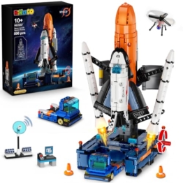 HiWEEGO Technik Weltraum Rakete Bauspielzeug mit LED Licht für Jungen 10+ - 1