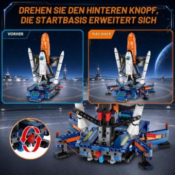 HiWEEGO Technik Weltraum Rakete Bauspielzeug mit LED Licht für Jungen 10+ - 4
