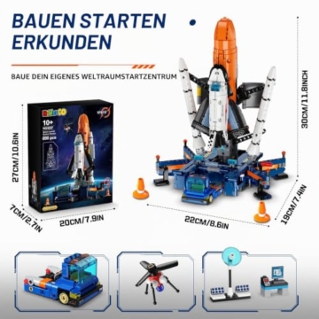 HiWEEGO Technik Weltraum Rakete Bauspielzeug mit LED Licht für Jungen 10+ - 8